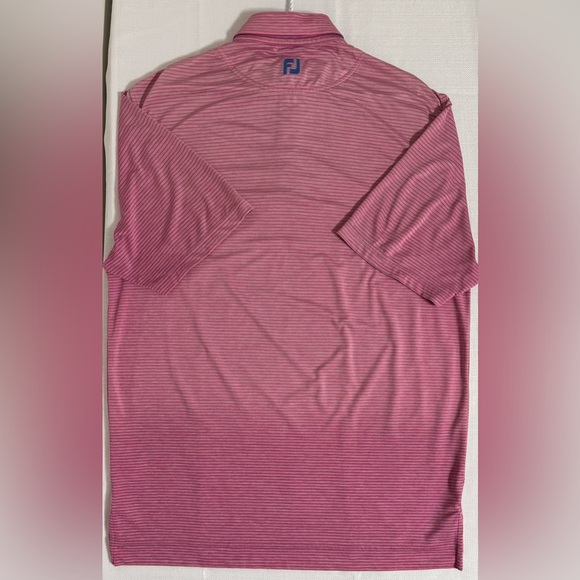 FootJoy Lisle Heather Stripe Golf Polo Shirt Pink/Blue Size Medium - Picture 10 of 11